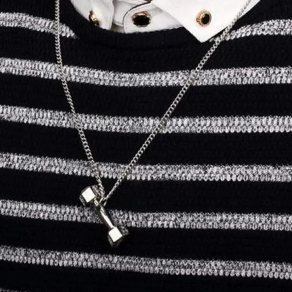 SILVER DUMBBELL SCRIPTURE NECKLACE